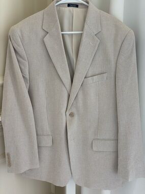 Saddlebred Men's Beige White Gingham Sport Coat Blazer 40S